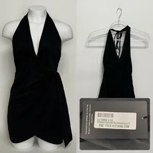 Prettylittlething Dresses | Black Satin Halterneck Wrap Bodycon Dress | Color: Black | Size: 8 | Jbriel98's Closet Prettylittlething Dresses | Black Satin Halterneck Wrap Bodycon Dress | Color: Black | Size: 8 | Jbriel98's Closet